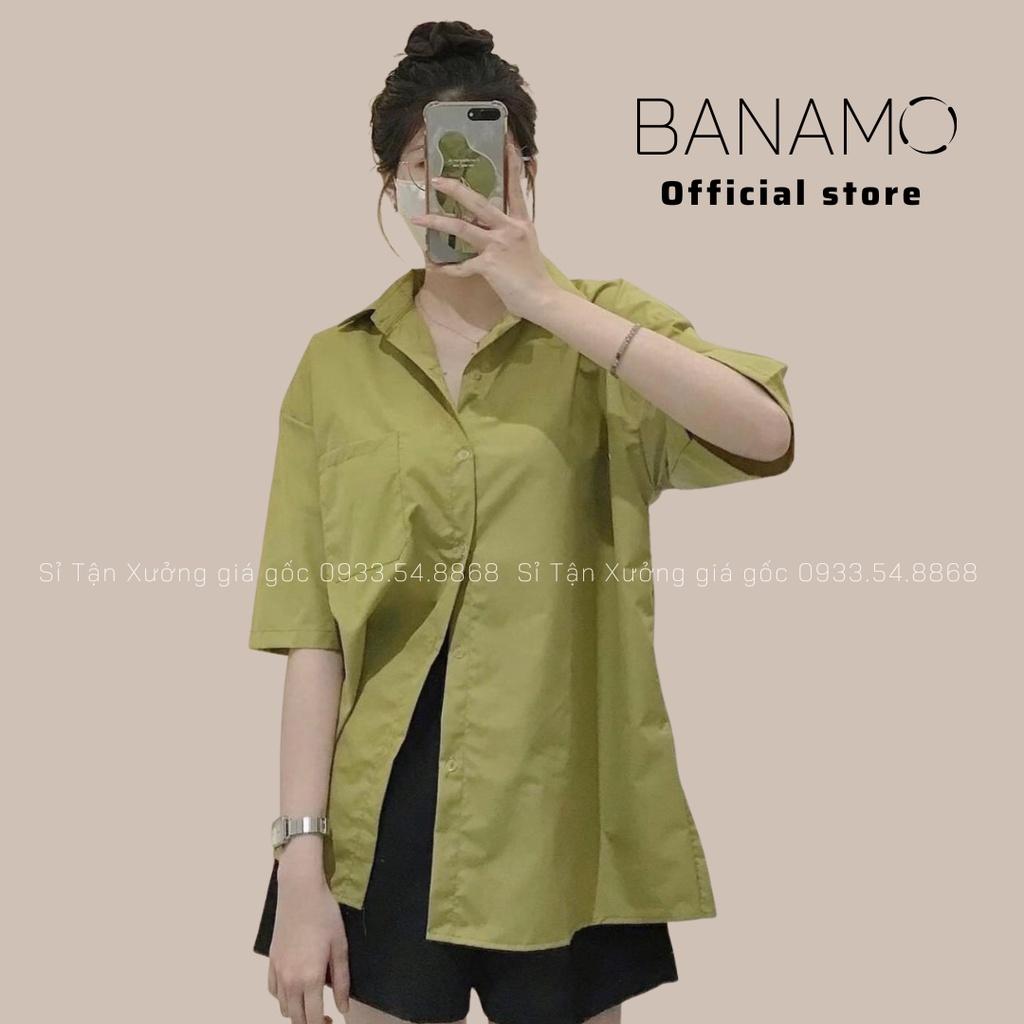 Áo sơ mi cộc tay 3 màu hàng thiết kế thời trang Banamo Fashion sơ mi cộc tay 3 màu 3932