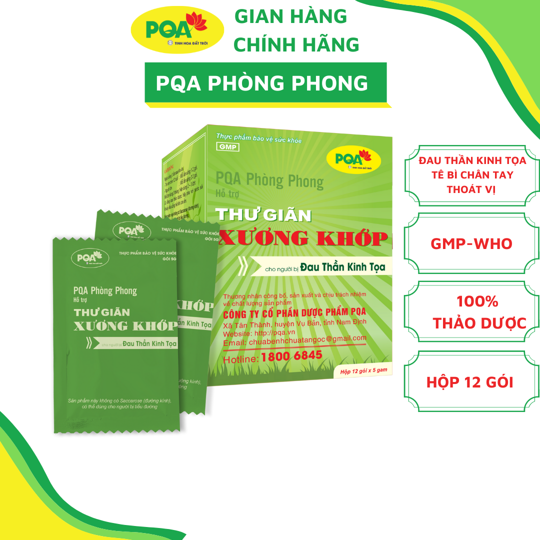 PQA Phòng Phong Thư Giãn Xương Khớp Trừ Phong Thấp Mạnh Gân Tốt Và Thần Kinh Tọa Hộp 12 Gói