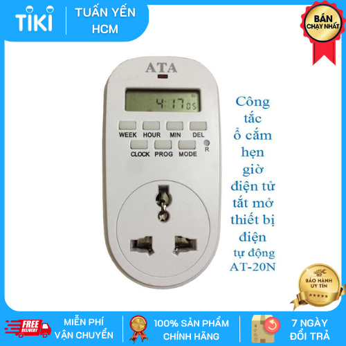 Hình ảnh Ổ cắm hẹn giờ ATA AT-20N hẹn giờ điện tử tắt mở tự động thiết bị điện - Hàng chính hãng