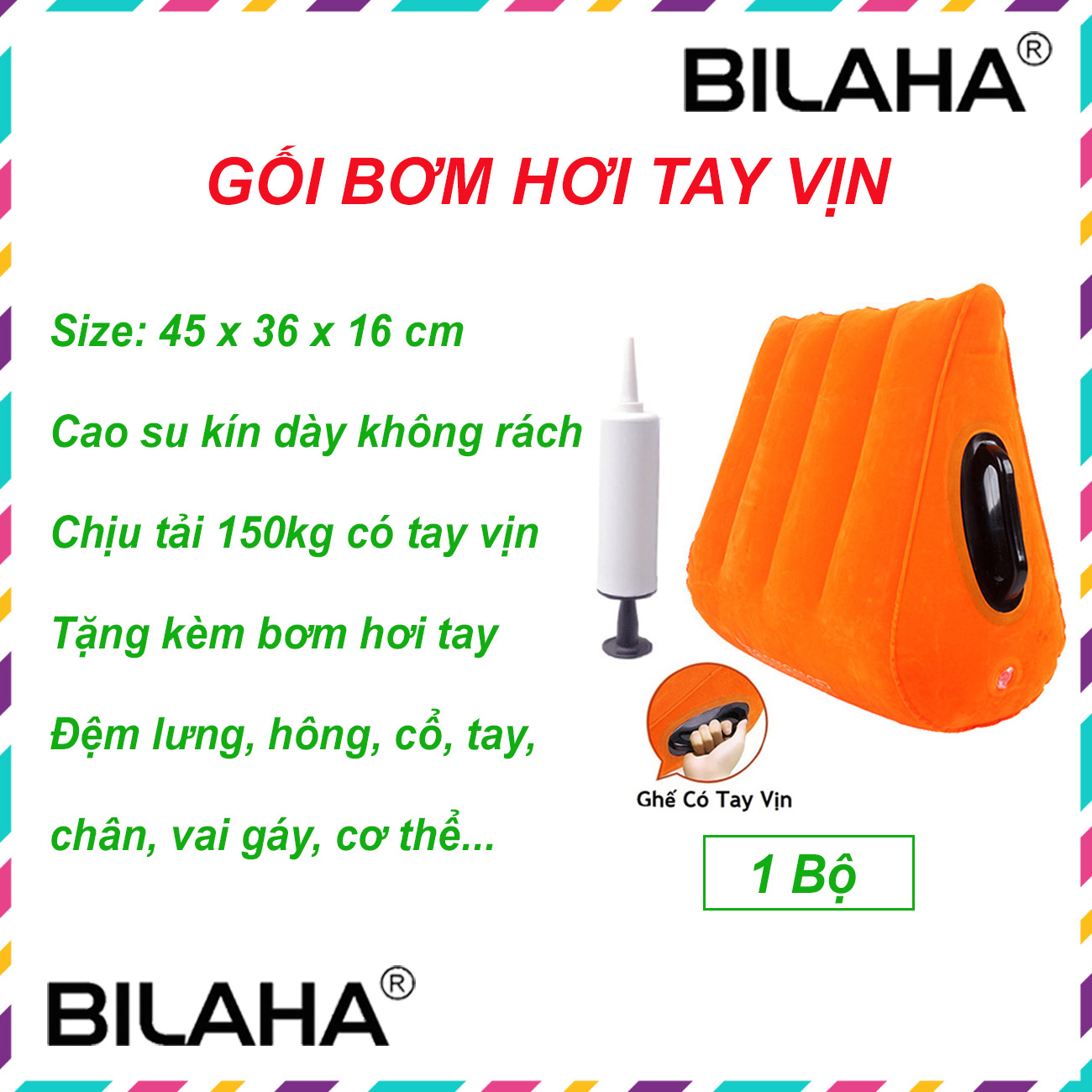 Ghế Gối bơm hơi hình bán nguyệt hỗ trợ lưng cơ thể tiện dụng cho các cặp đôi, cá nhân nhảy nhịp điệu