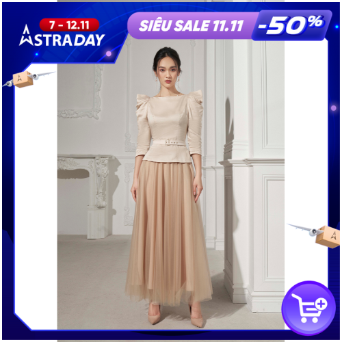 Sơ mi tay lỡ vai bồng nữ điệu đà White Ant vải Modal Hàng Thiết Kế Cao Cấp 170404002