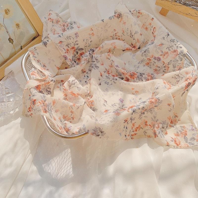 Khăn vải bandana hoa nhí xinh xắn hoạ tiết vintage khăn turban mùa hè phong cách Pháp cho bé, tuổi teen Tiemmaykeokeo