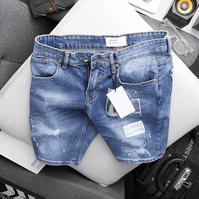 Quần short jean nam xuất xịn màu trơn co giãn chất đẹp