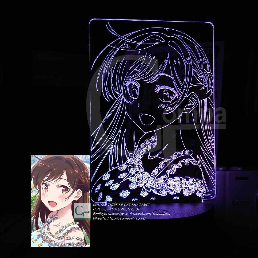 Đèn Ngủ Anime LED 3D Kanojo Okarishimasu Chizuru Ichinose Type 02 AKOS0102 16 màu tùy chỉnh Compashop