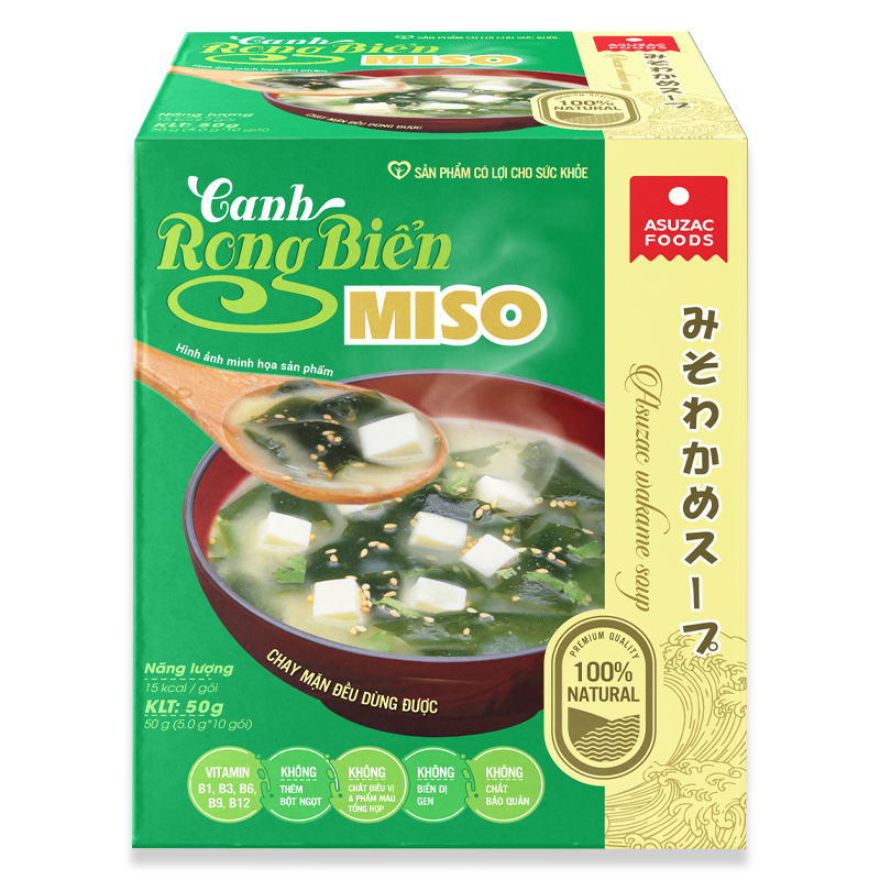 Thùng Canh rong biển Miso ăn liền Asuzac 12 hộp (50g x 12 hộp)