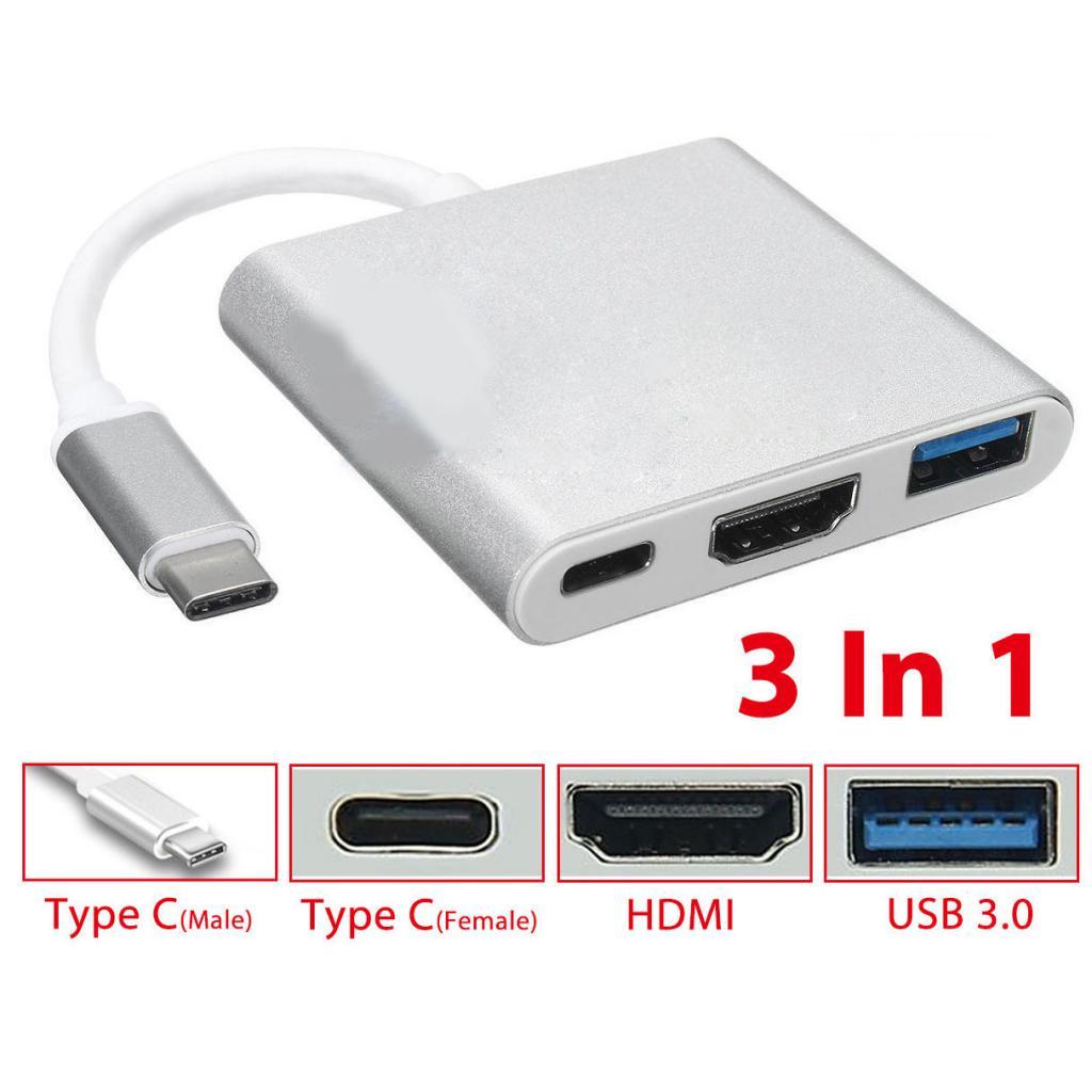 Type C USB 3.1 to USB-C 4K USB3.0 Adapter 3 in 1 Hub for