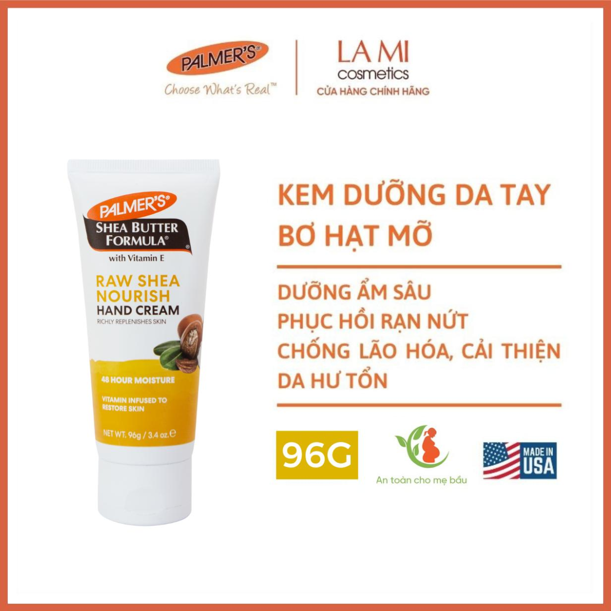 Kem dưỡng da tay Bơ hạt mỡ ẩm mịn chuyên sâu Palmer's 96g