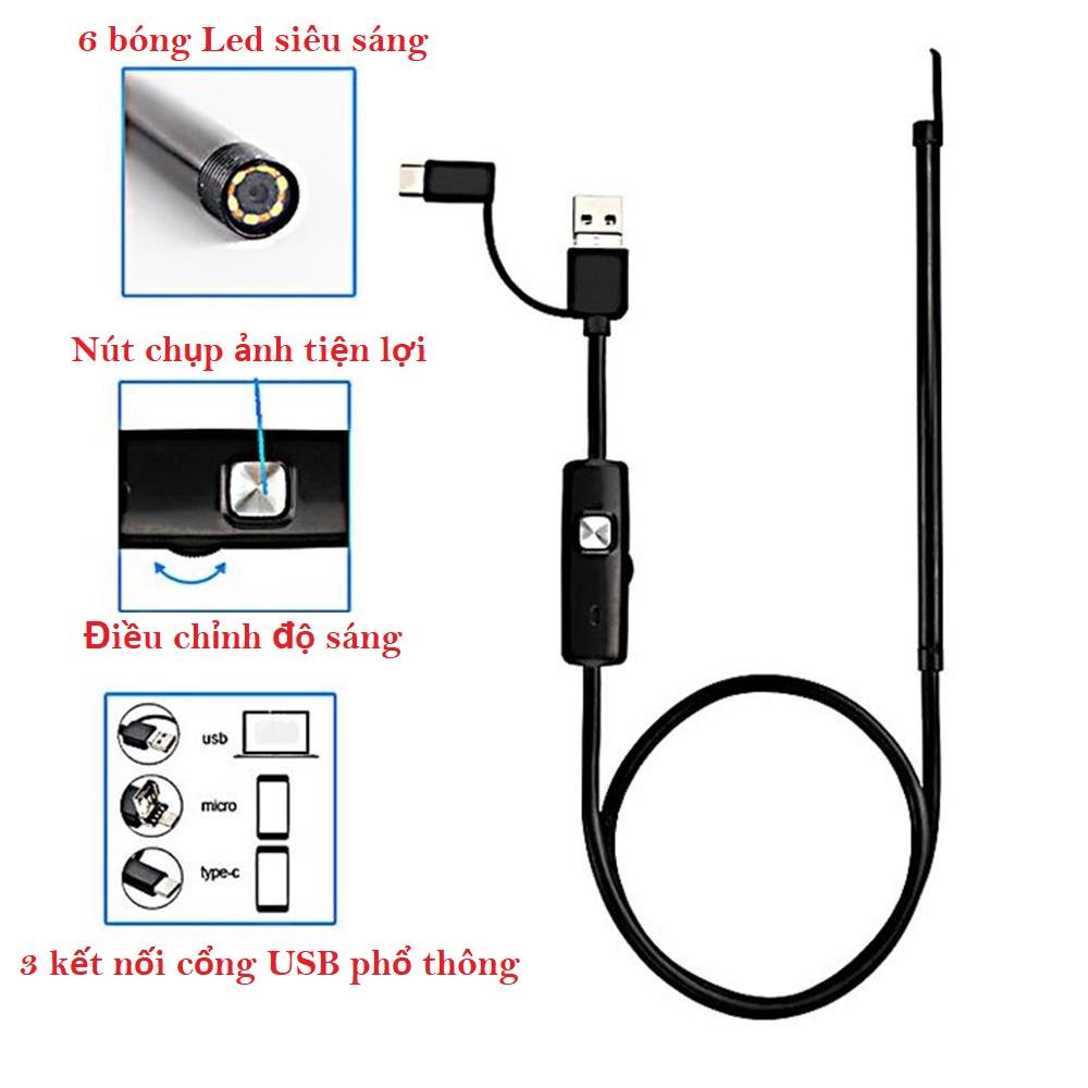 Camera Nội Soi Tai Lấy Ráy Tai Siêu Nét Tại Nhà - Chống nước chuẩn IP67, Dễ Sử Dụng