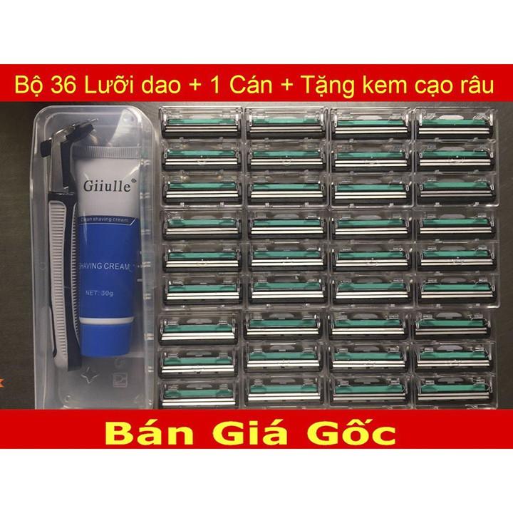 DAO CẠO RÂU 1 Bộ 36 Lưỡi Kép cực sắc + Tặng kem cạo râu Ảnh thật