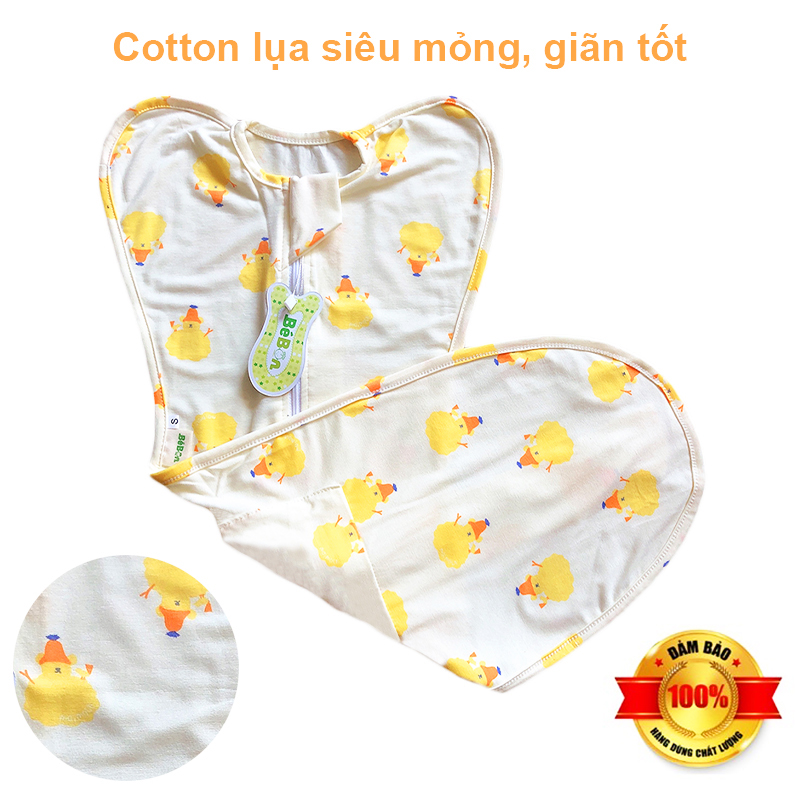 Nhộng chũn cho bé sơ sinh chất vải thun cotton 4 chiều cao cấp có khóa kéo 2 chiều giúp bé ngủ ngon Baby-S – SSS002