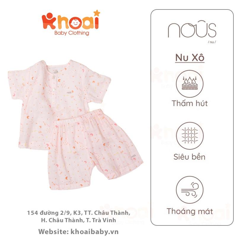 Bộ cộc Nous xô hồng trăng sao - Chất liệu Nu Xô 100% cotton thiên nhiên