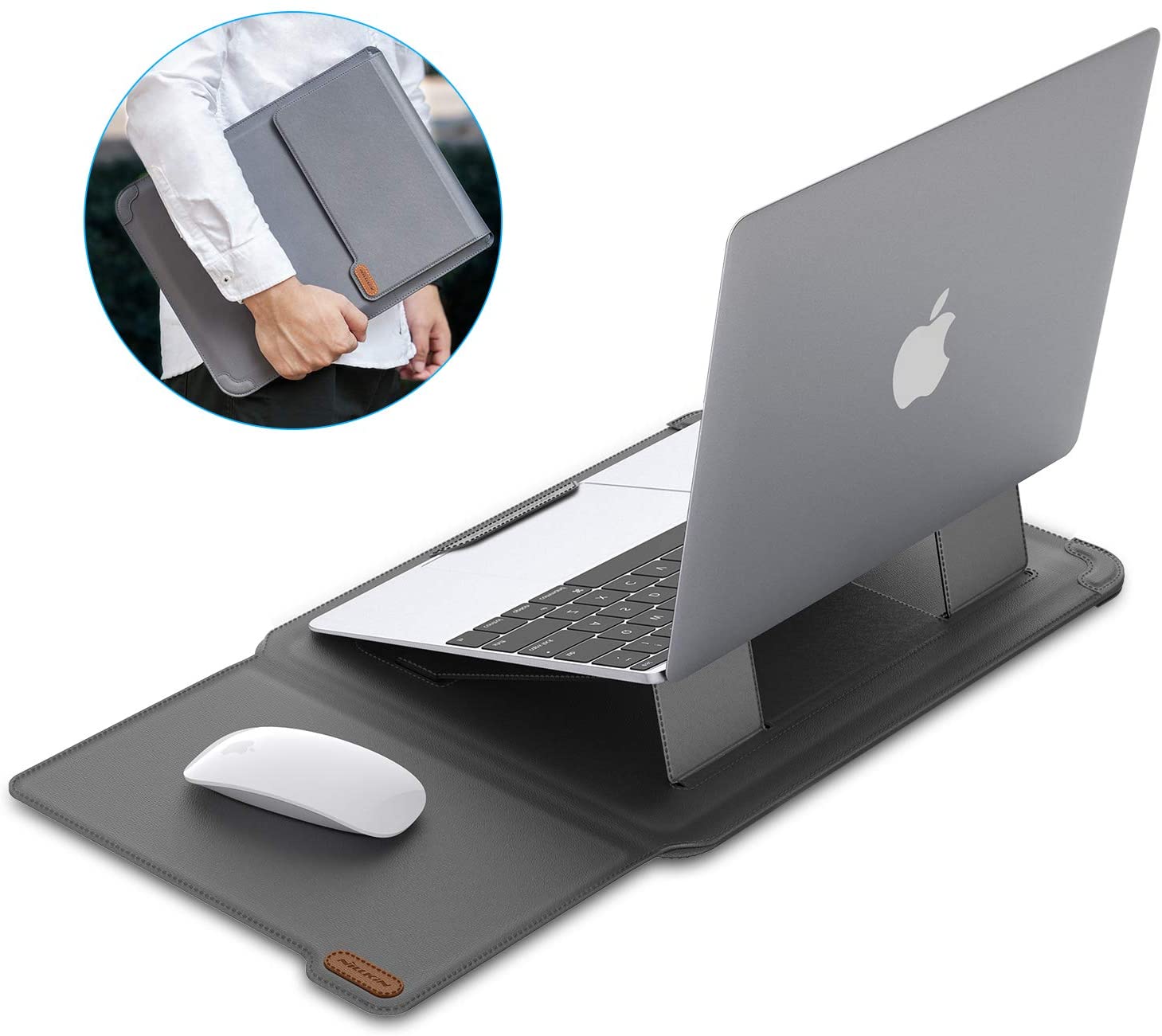 Túi chống sốc Macbook Laptop đa năng kiêm giá đỡ & miếng lót chuột hiệu Nillkin Sleeve Case Stand Adjustable hỗ trợ làm việc bảo vệ 360 độ - hàng chính hãng