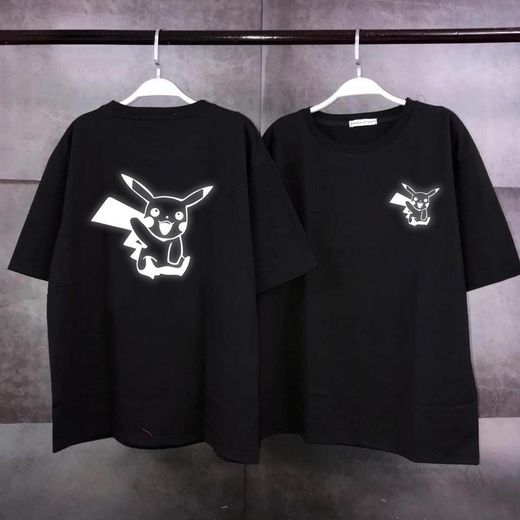 Áo thun unisex dạ quang - Áo thun phản quang Pikachu in cao cấp