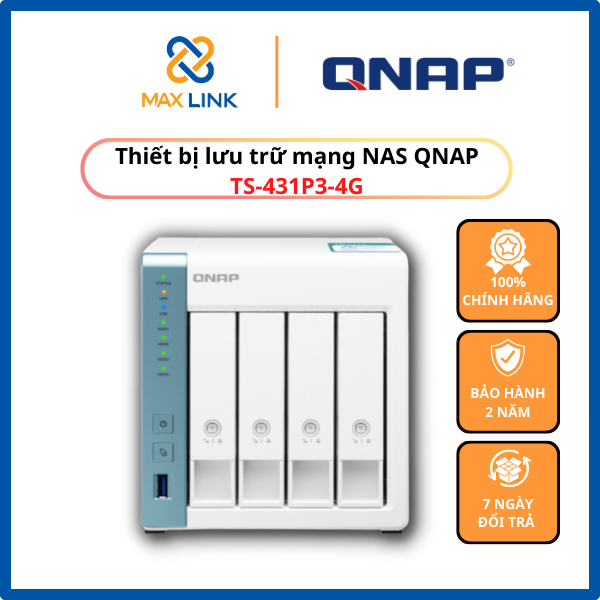 Thiết bị lưu trữ mạng NAS Qnap TS-431P3-4G- hàng chính hãng