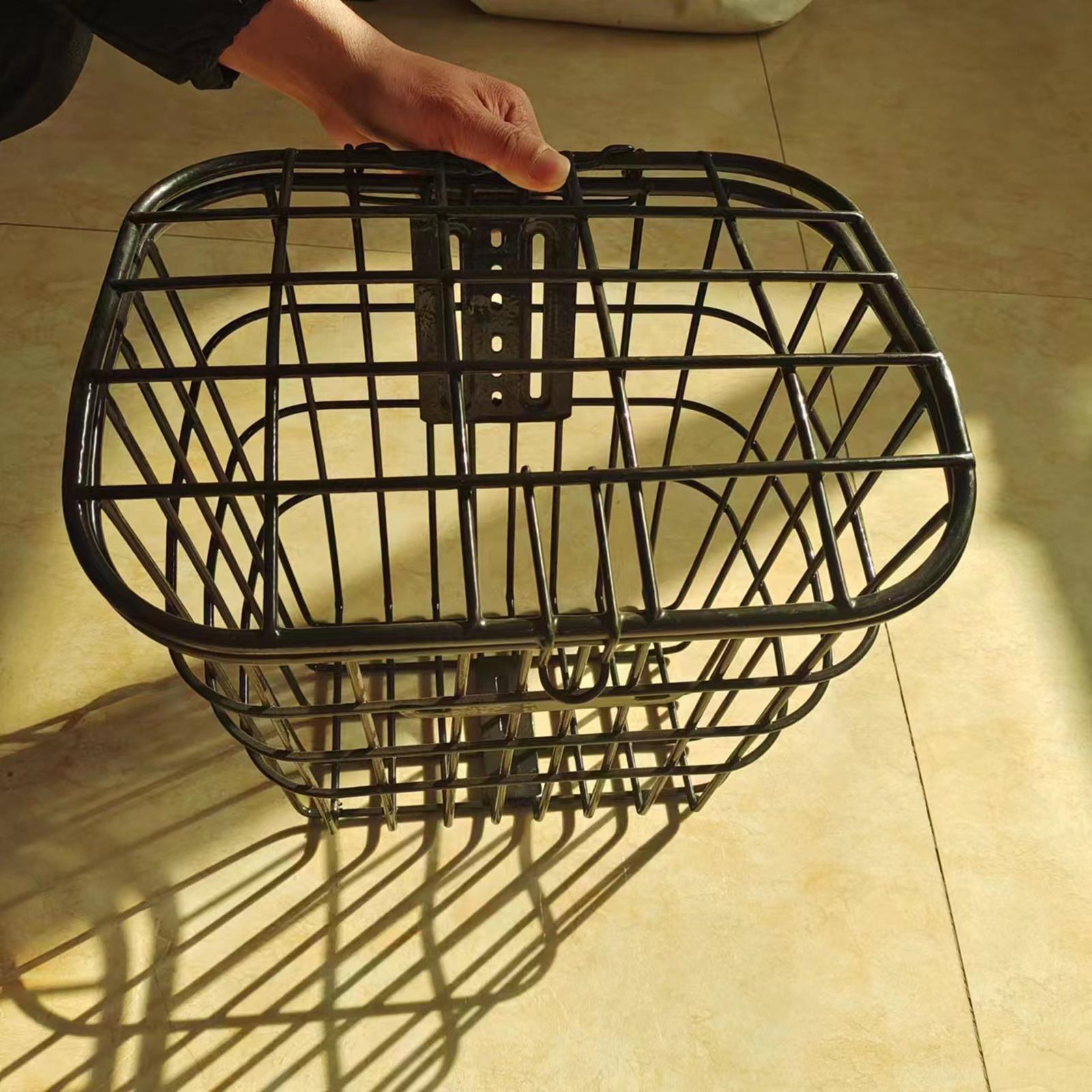 Metal Bike Basket Sturdy Heavy Duty Detachable Portable Basket for Folding Bikes