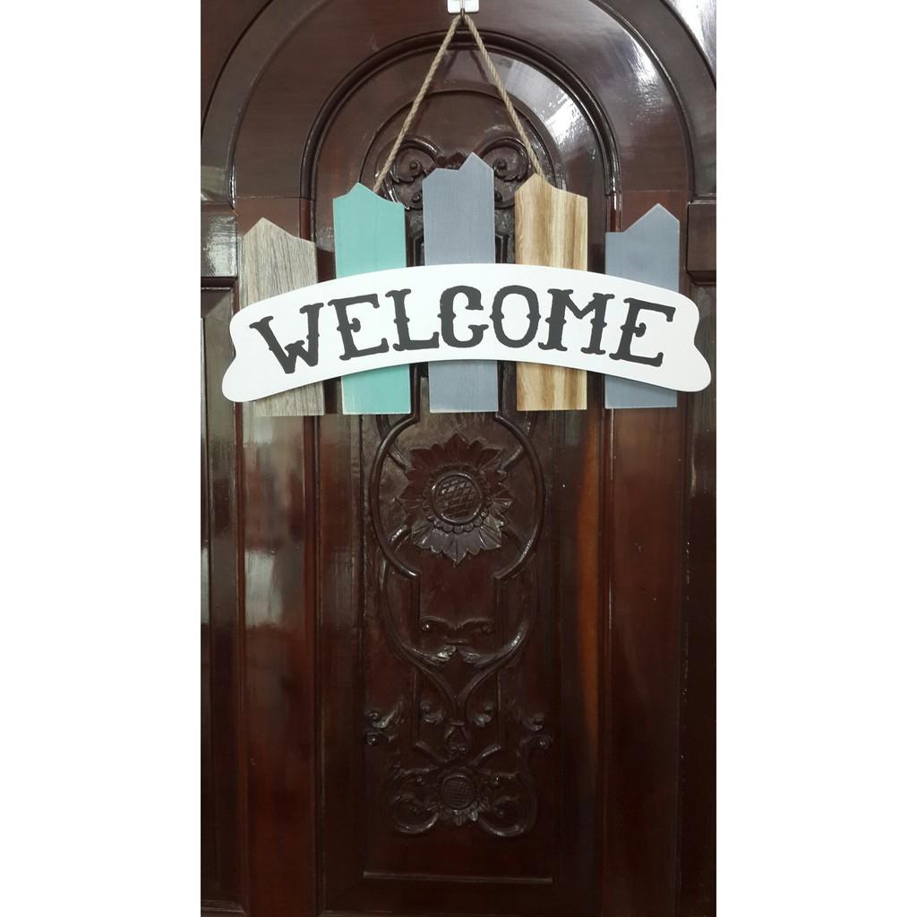 Bảng gỗ Welcome treo trang trí