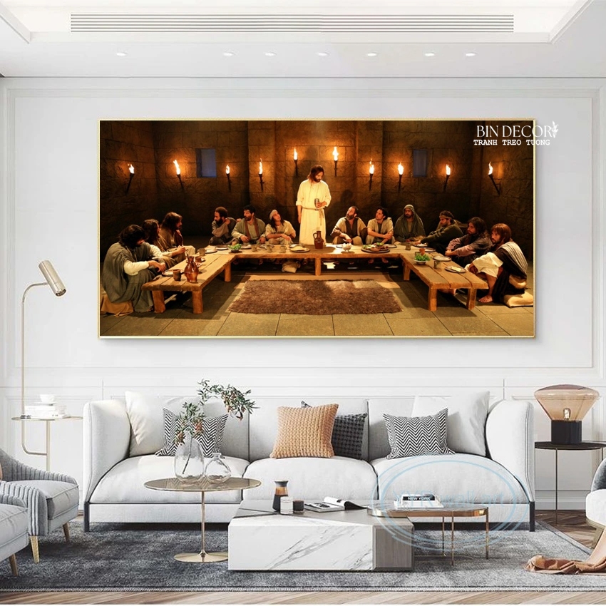(ẢNH THẬT) Tranh treo tường tráng gương thiên chúa giáo bo viền kèm đinh treo