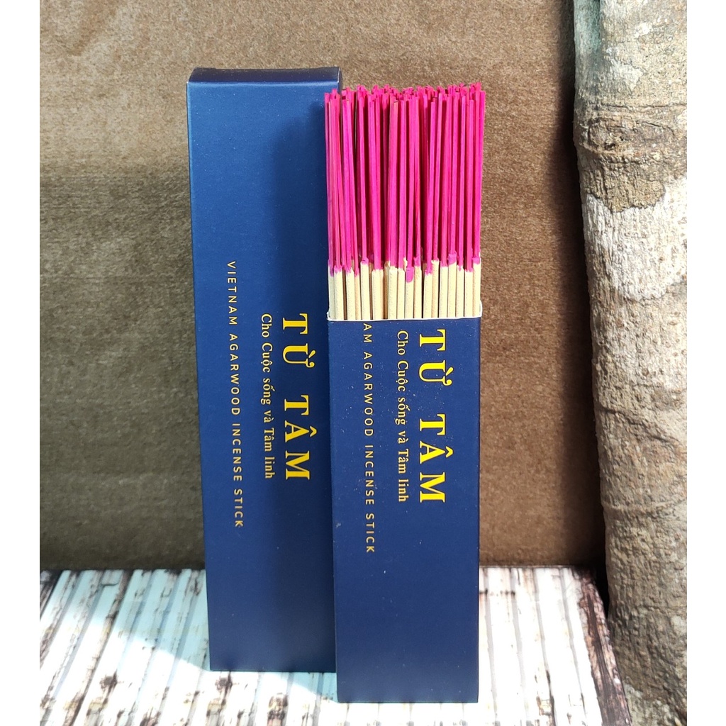 Nhang Trầm Hương Thiện Sanh Mùi Nhẹ Nhàng, Thư Giãn Từ 100% Trầm Hương Nguyên Chất Dài 20cm Hộp 100g 150 Cây