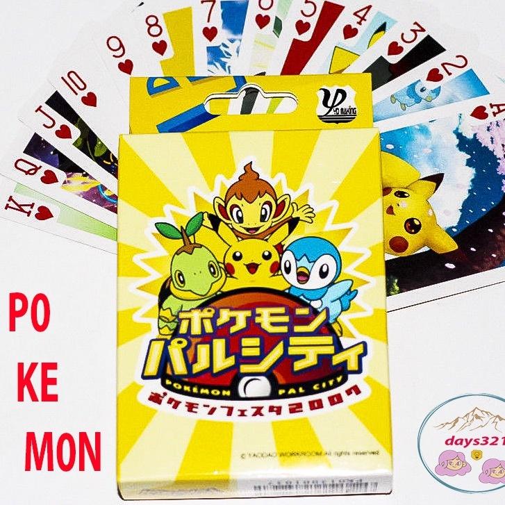 Bộ thẻ bài in hình PIKACHU pokemon 54 lá khác nhau bộ tú bài tây anime manga chibi xinh xắn