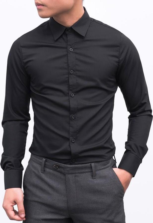 Áo Sơ Mi Nam Đen Trơn SM01