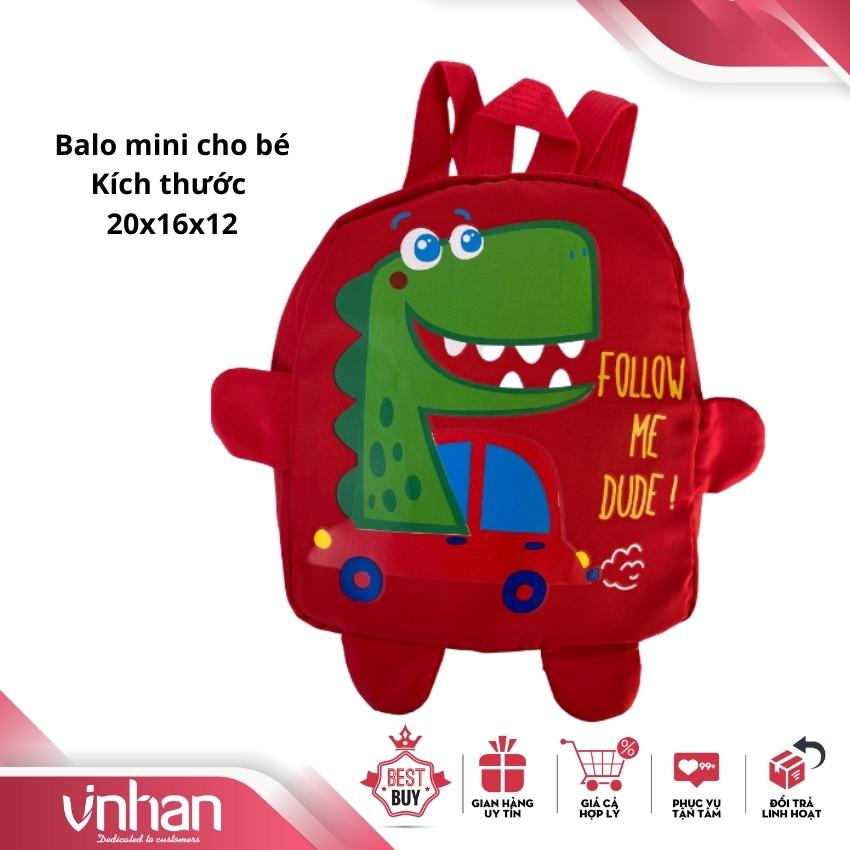 Ba lô cặp sách mini trẻ em cho bé bỉm sữa mầm non mẫu giáo đi học, đến trường hình khủng long thích hợp đi chơi, đi học,  túi đeo cho bé trai bé gái từ 0 đến 3 tuổi Vinhan BL06