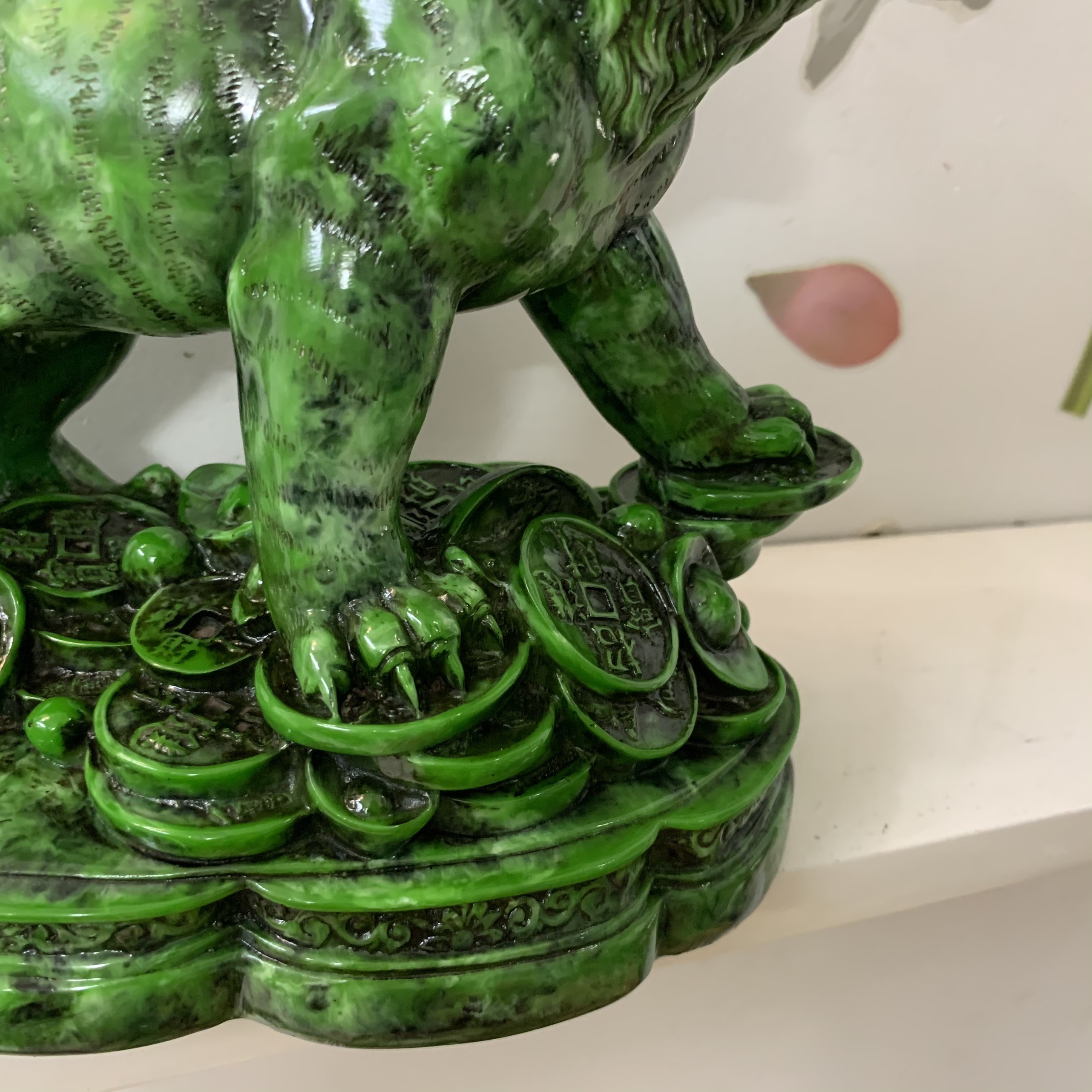 Tượng đá con Hổ trang trí phong thủy - Màu xanh lục bích - Cao 18cm