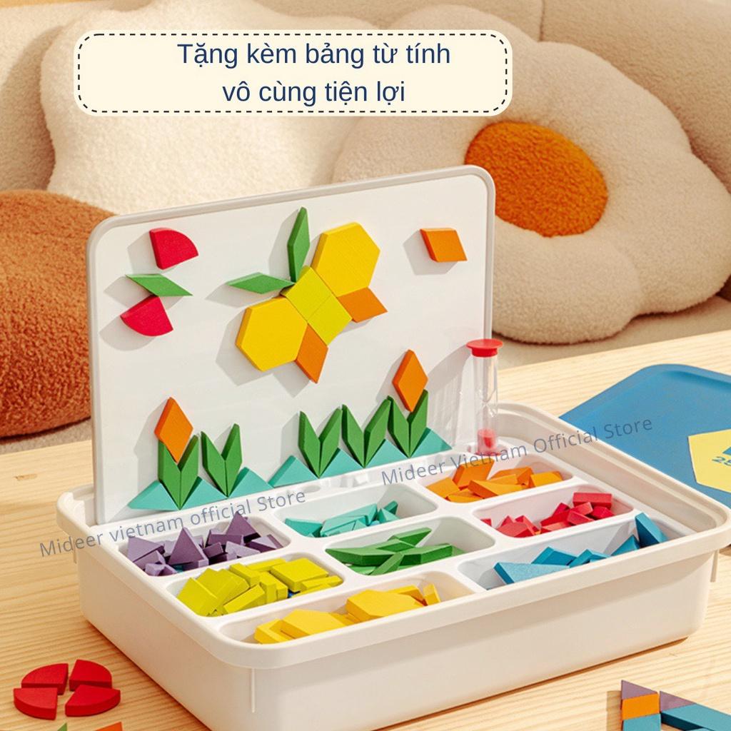 Xếp hình Tangram nam châm đồ chơi giáo dục cho bé Mideer Magnetic Geometry Blocks 250pcs