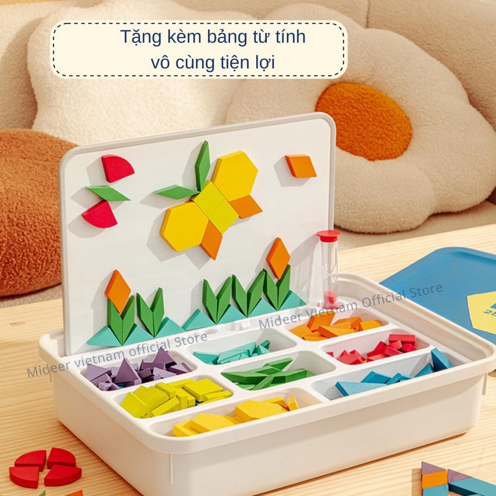 Đồ Chơi Xếp Hình Gỗ sáng tạo  Mideer Magnetic Geometry Blocks 250pcs kèm nam châm,  Đồ chơi gỗ thông minh cho bé