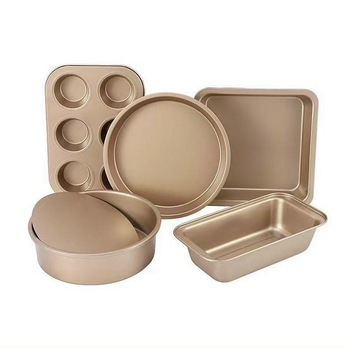 Set 5 Khuôn Làm Bánh Cao Cấp Màu Gold Đen Chống Dính