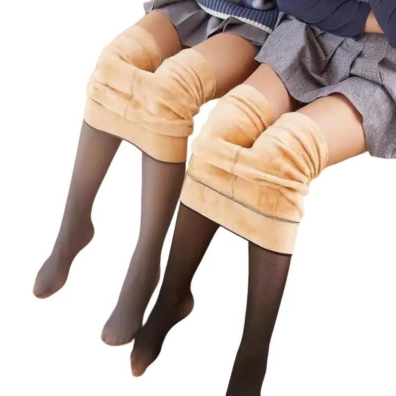 Quần tất 3D lừathịgiác, lót nỉ, siêuấm,siêudai,thậtchân,cogiãn,đànhồitốt, hàngcaocấp loại_1 Nữ Đen Women Nhung - Ghi
