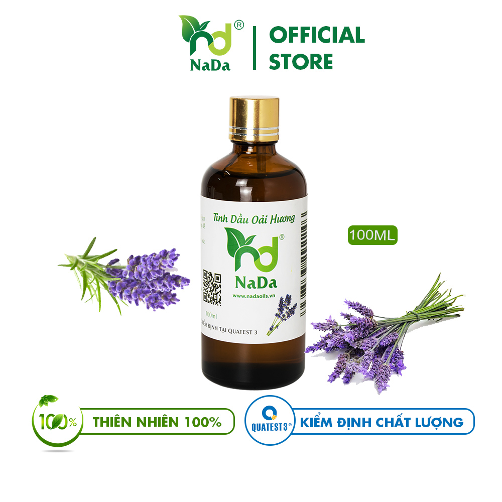 Tinh dầu Oải hương nguyên chất Nada | Kiểm định QT3 | Làm nước hoa, Dễ ngủ, Chống lão hóa, Giảm Stress