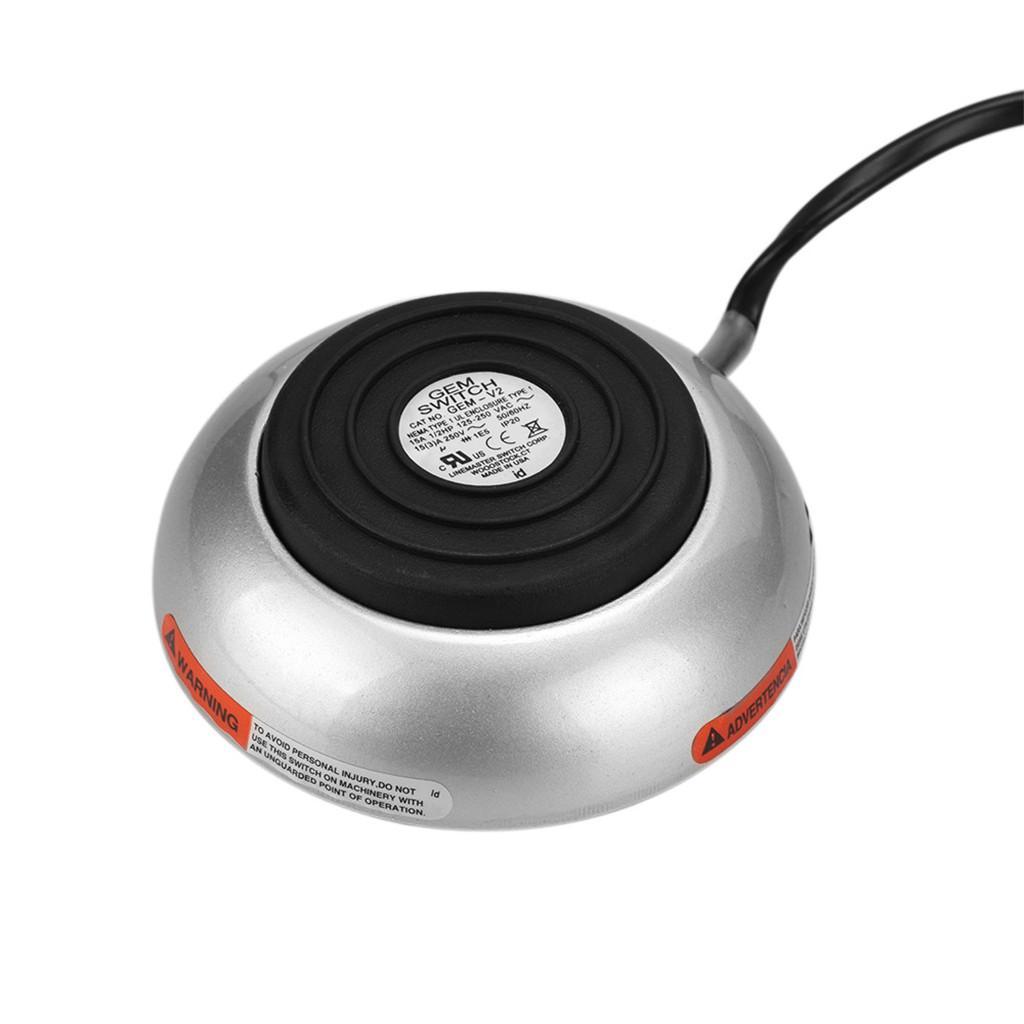 Tattoo Foot Pedal Round Power Supply Switch Controller w/ Silicone Cord Silver