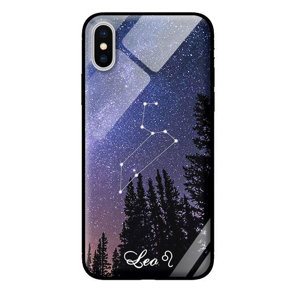 Ốp kính 12 cung Hoàng Đạo cho iPhone X Leo - Hàng chính hãng