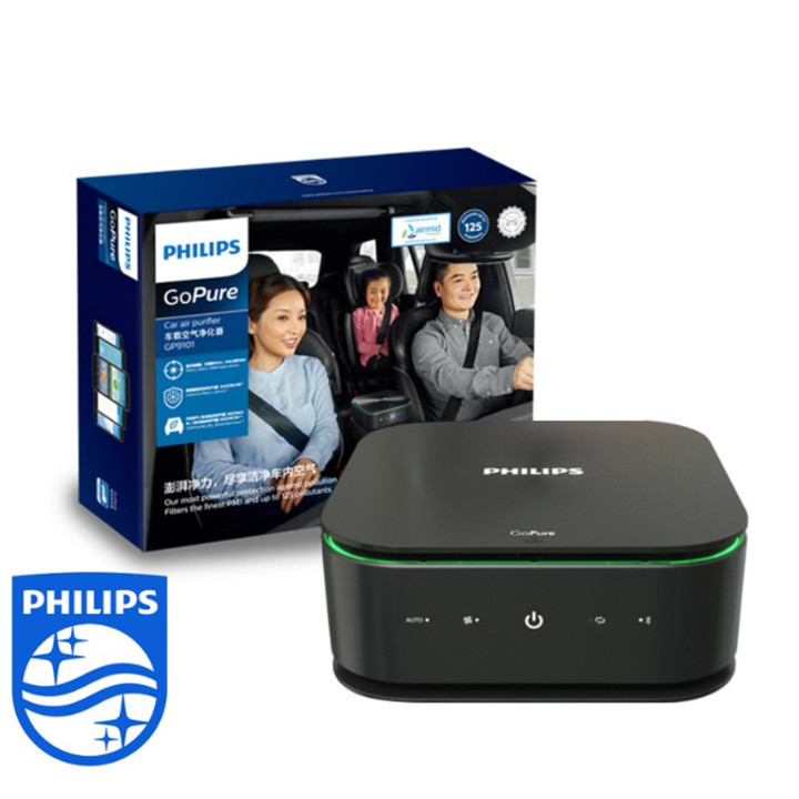 Máy lọc không khí trên xe ô tôm, xe hơi cao cấp Philips GP9101 cảm biến thông minh 6 màu AQI - Hàng nhập khẩu