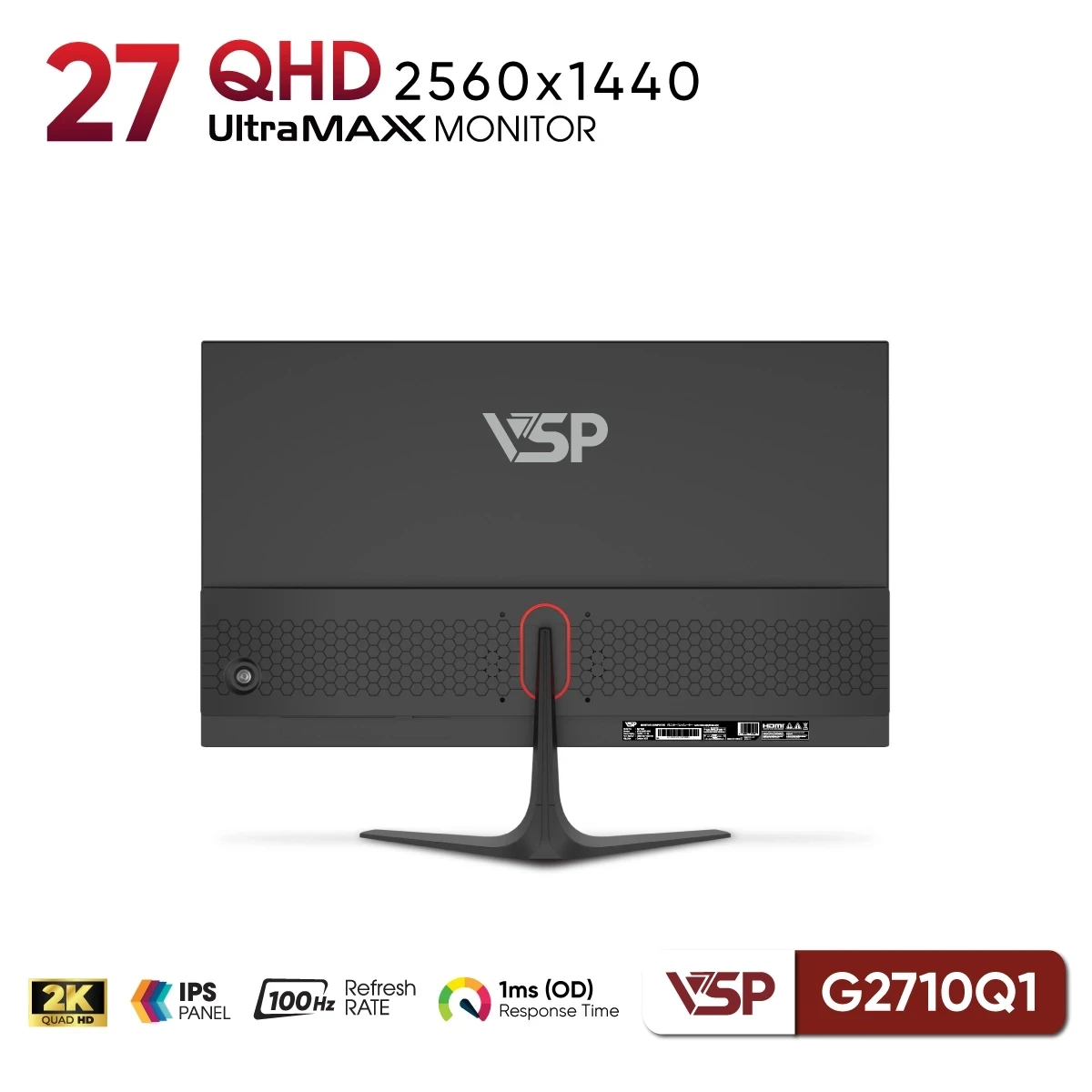 Màn Hình Gaming VSP G2710Q1 (27 inch / IPS / 2K QHD / 100Hz / 1ms) - Hàng Chính Hãng