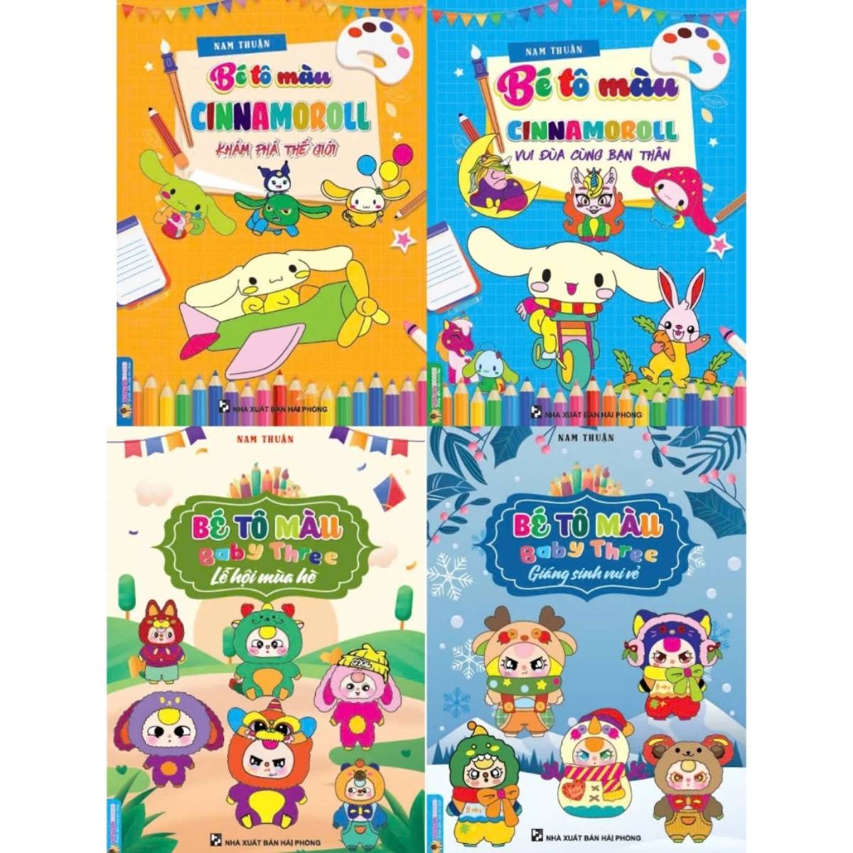Combo Bé Tô Màu Cinnamoroll + Bé Tô Màu Baby Three (Bộ 4 Cuốn) - HA