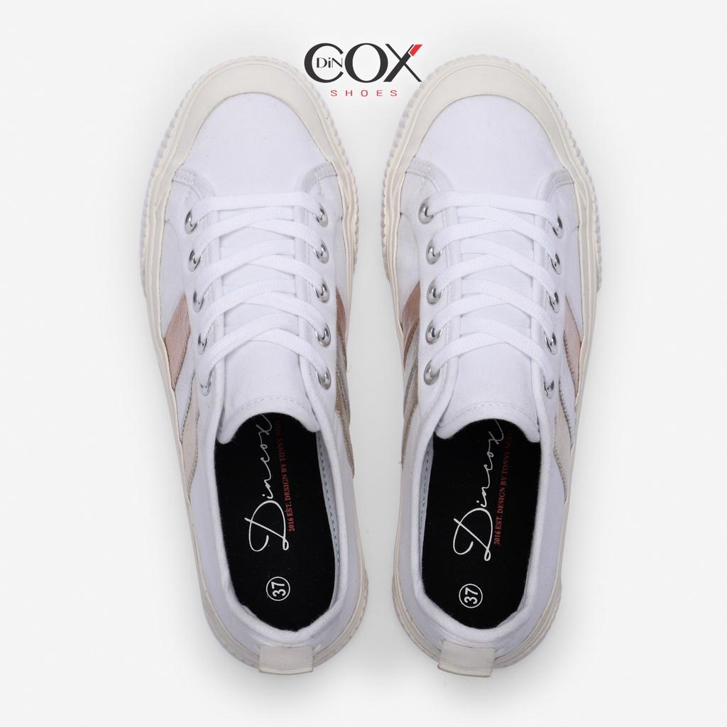 Giày Sneaker Bata Vải Canvas Nữ DINCOX C20 Nữ Tính Sang Trọng Methalic White