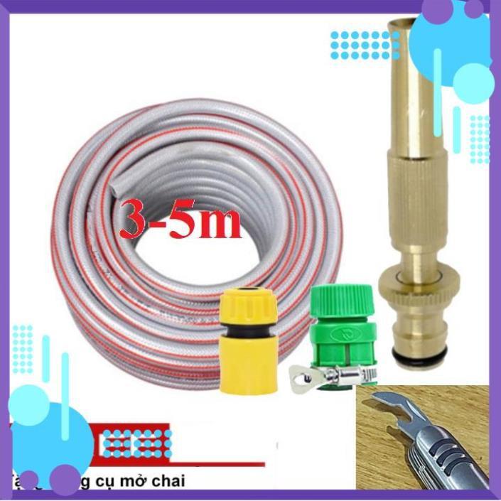 ️ Bộ dây vòi xịt nước rửa xe, tưới cây , tăng áp 3 lần, loại 3m, 5m 206587 cút sập,nối nhựa vàng+ mở chai
