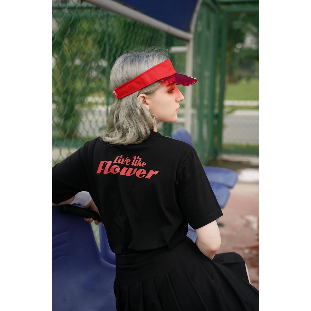 Áo thun tay lỡ Méo shop phông nữ cổ tròn cotton in chữ Life like flower freesize form rộng