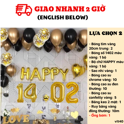 Bộ bong bóng trang trí Valentine đẹp ý nghĩa vlt40