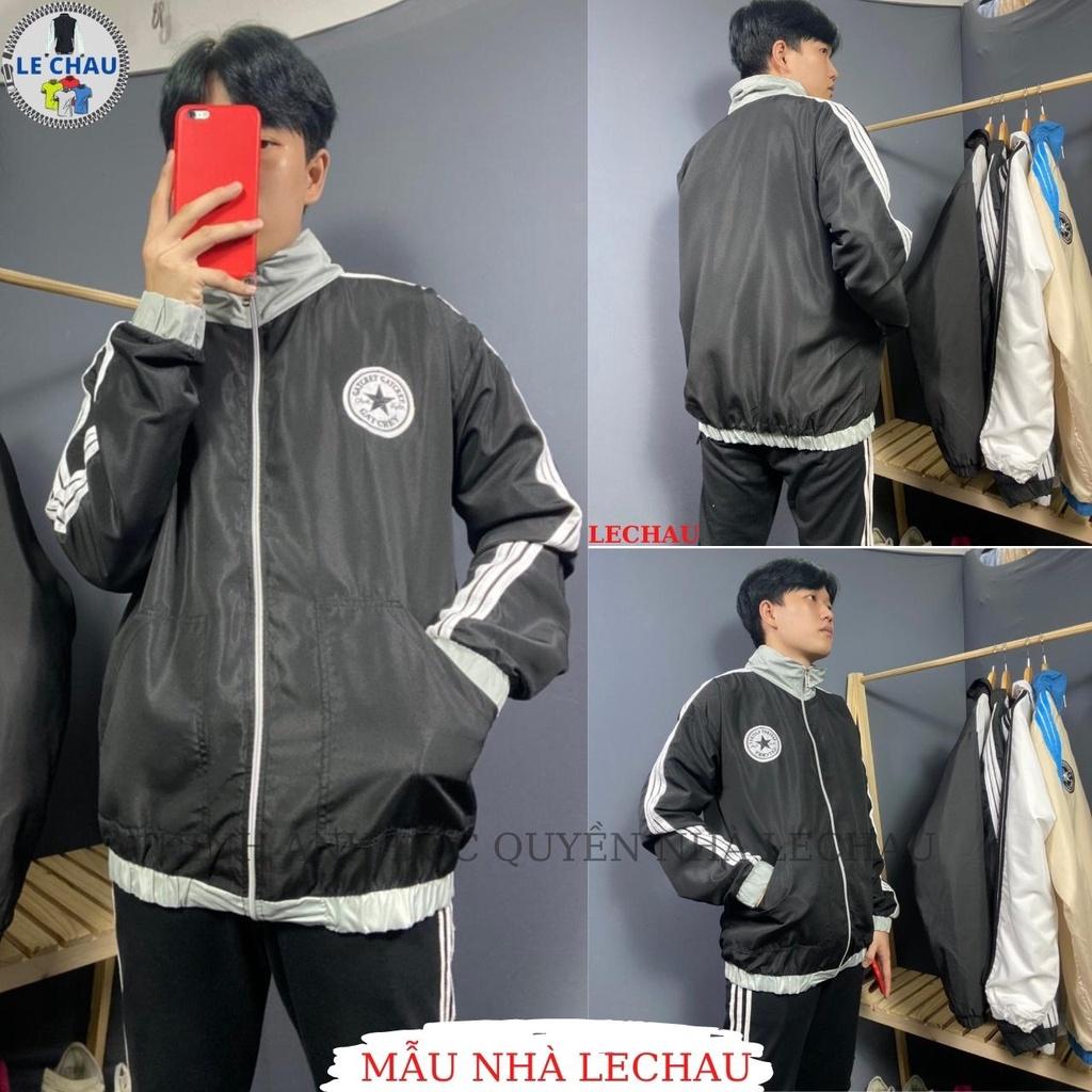 Áo khoác dù unisex form rộng in hình NGÔI SAO jacket nam nữ giá rẻ xịn xò ulzzang hottrend - Midside Đen XL &lt;60kg