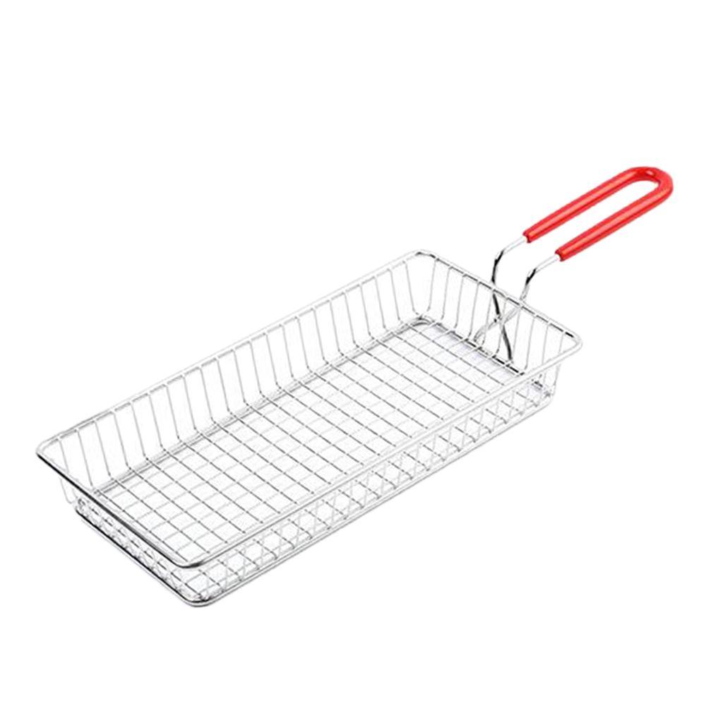 Rectangle Stainless Steel Fried Basket Strainer Fried Chicken Chips Colander