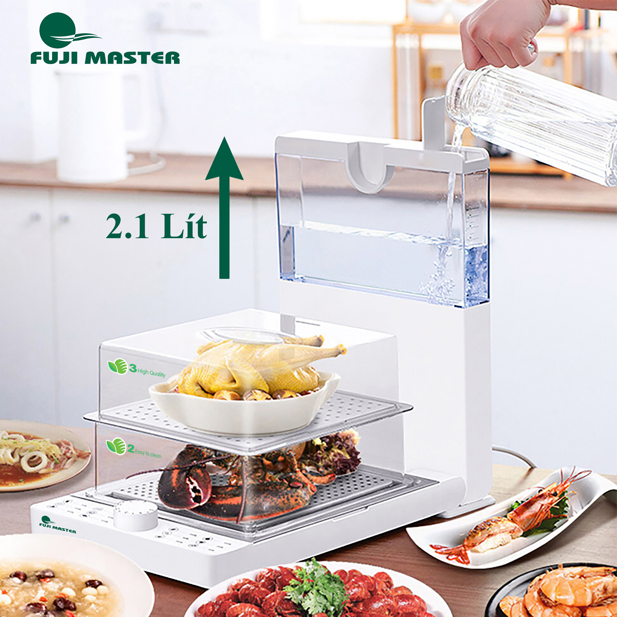 Máy hấp gấp gọn 3 tầng Fuji Master FJM-1602 - Hàng chính hãng