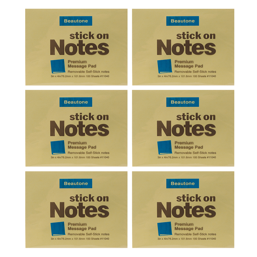 Lốc 6 Xấp Giấy Note Beautone - Vàng