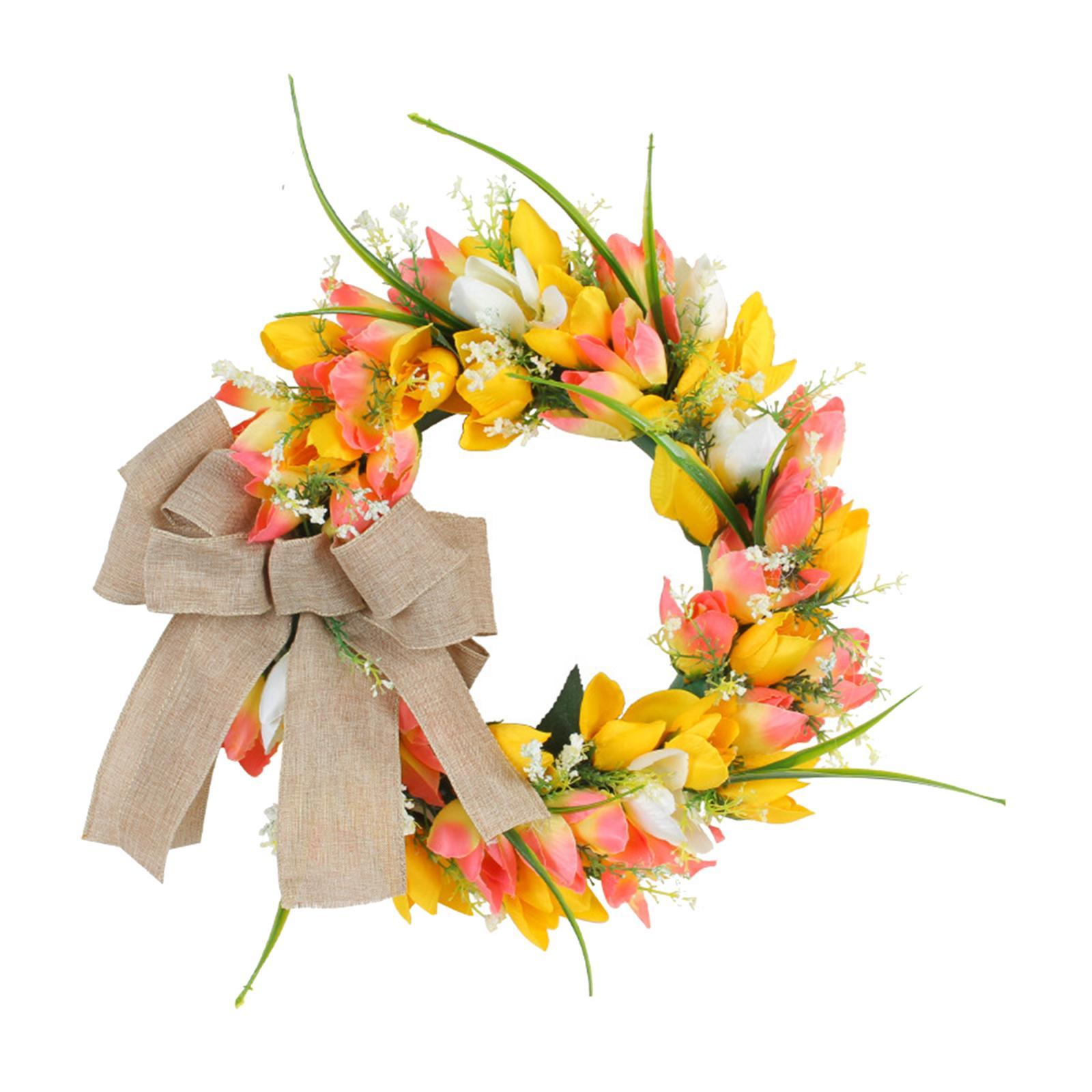 Artificial Flower Wreath Pendant Farmhouse Garland for Housewarming Holiday
