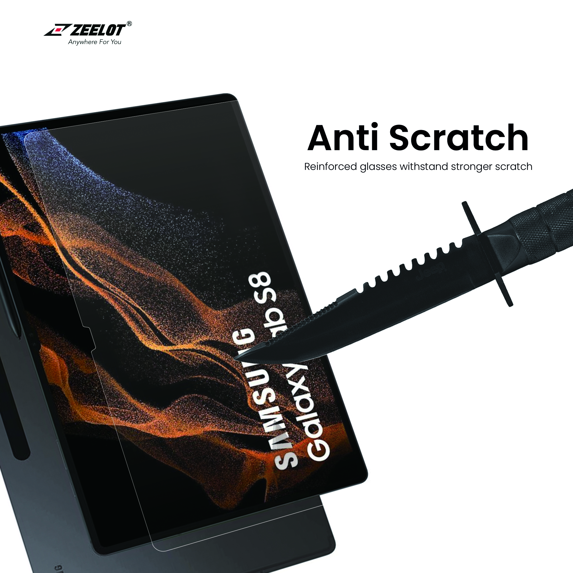 Dán cường lực Zeelot Pure Shield Glass Cho Galaxy Tab S8/ S8 Plus/ S8 Ultra - Hàng Chính Hãng