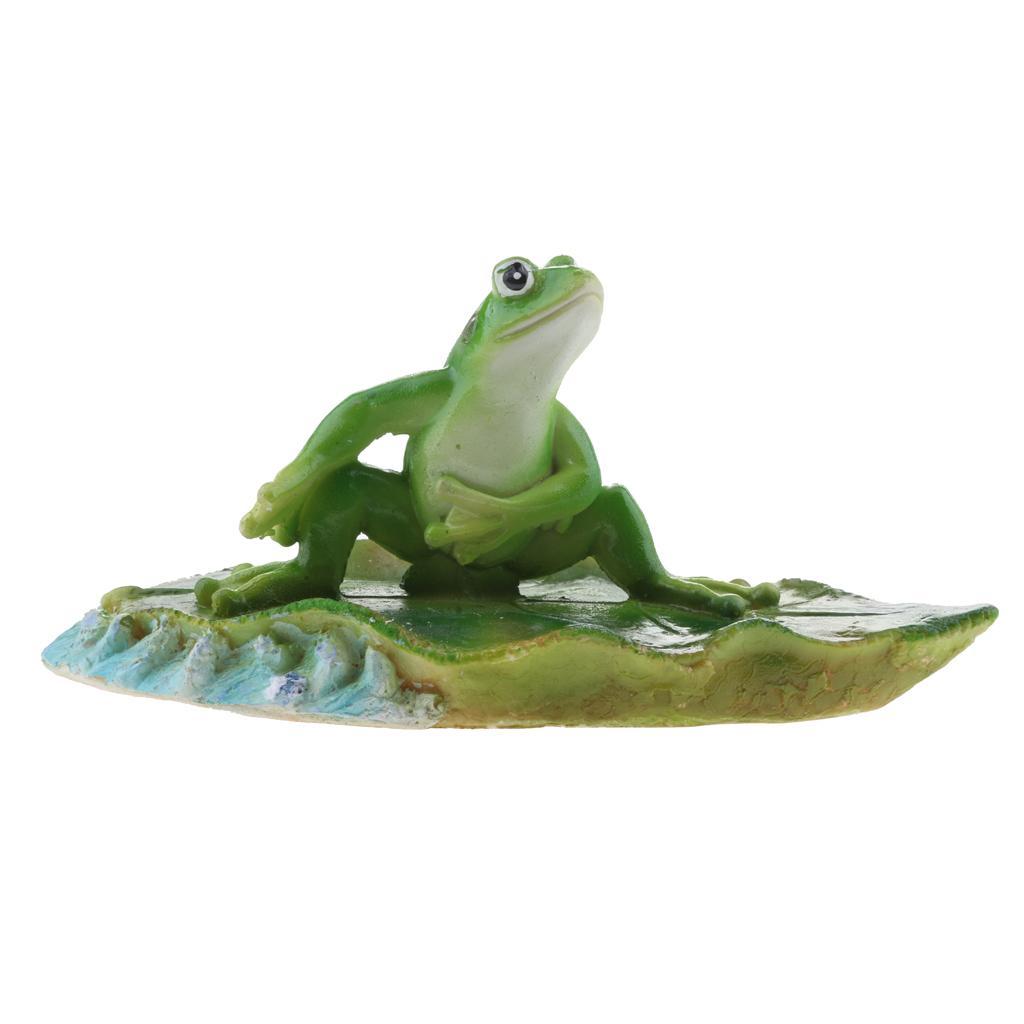 Summer Water Surffing Lotus Leaf Frog Statue Ornament Bathtub Animal