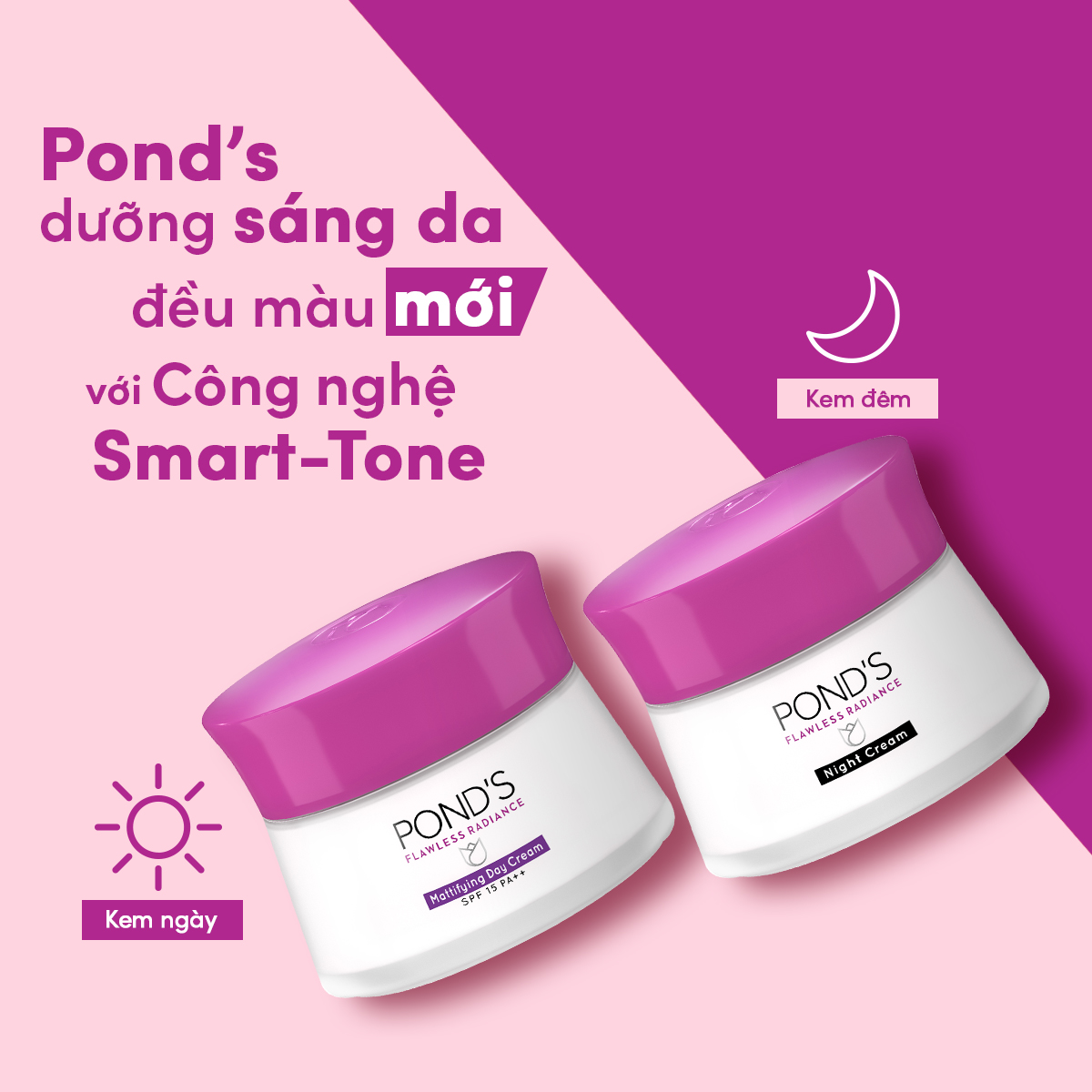 Kem Dưỡng Da Pond'S Flawless Radiance Derma Kem Dưỡng Sáng Da Giảm Thâm Nám Ban Đêm Trắng Mịn Mướt Sương 50G