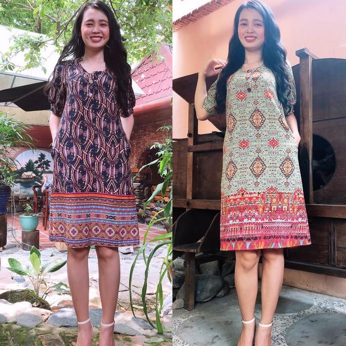 Đầm Suông Họa Tiết Thổ Cẩm
