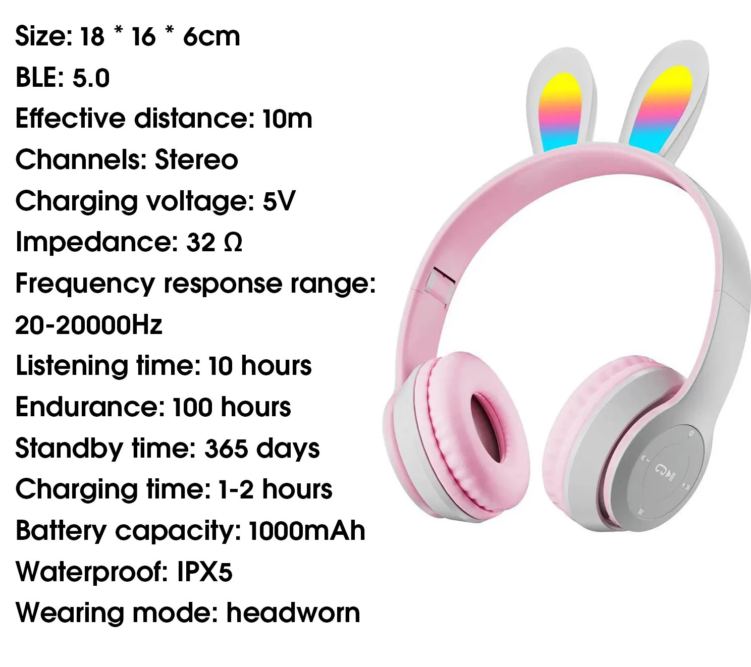 HEADPHONE KHÔNG DÂY TAI THỎ P47R-JL